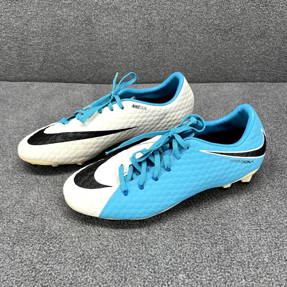 Nike Hypervenom Phelon lll FG Mens 8.5 White Blue Soccer Cleats 852556 104